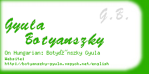 gyula botyanszky business card